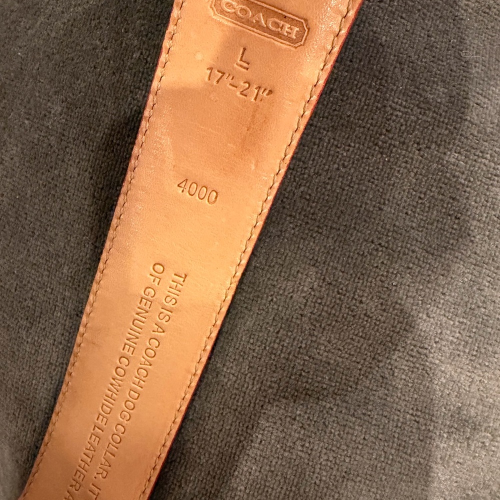 Coach Collar & Leash Set, Red Leather, ♥️ charm, Sz Lg, 17-21”, 48” leash - Picture 6 of 12